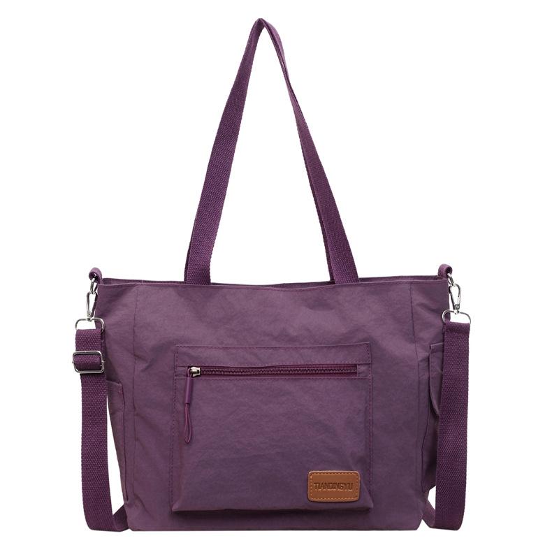 Nylon Tote Bag Women Casual Shoulder Bag with Zipper Pocket for Daily Use