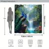 Tropical Forest Waterfall and Majestic Peacocks Waterproof Shower Curtain for Bathroom Decor