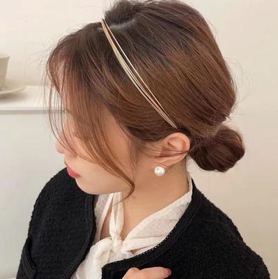 New Thin Gold Color Headbands Women Multilayer Alloy Hair Hoop Double Root Metal Hair Bands Hair Accessories Smooth Head Hoop