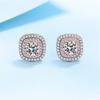 0 .5ct Moissanite S925 Prata Esterlina Quadrado Personalidade Camadas Rosa Bonito Doce Brincos Únicos Para Namorada