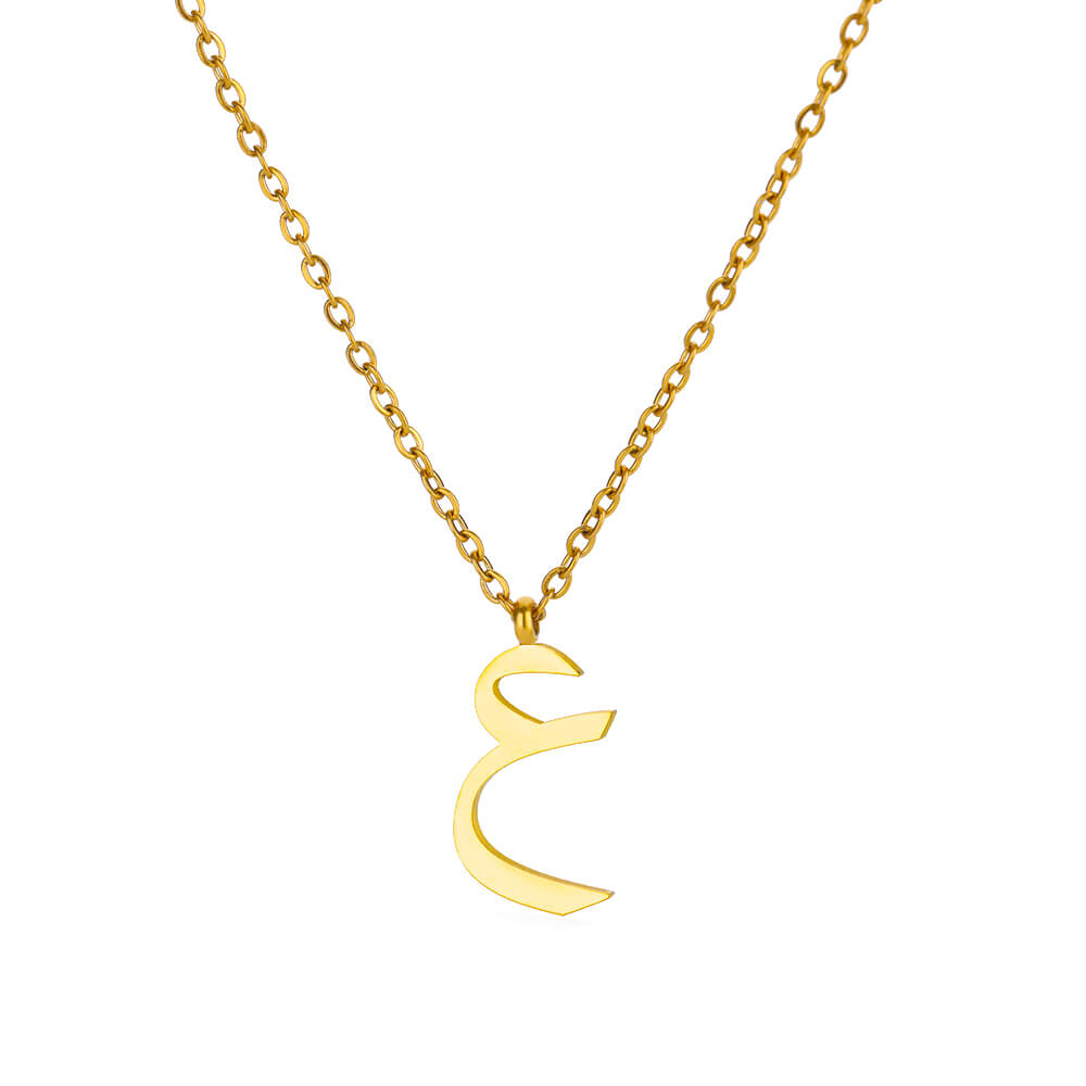 Náhrdelník z nerezové oceli s arabským písmenem pro ženy, zlatá barva, přívěsek s abecedou, choker, řetízek na klíční kost, trendy šperk, dárek