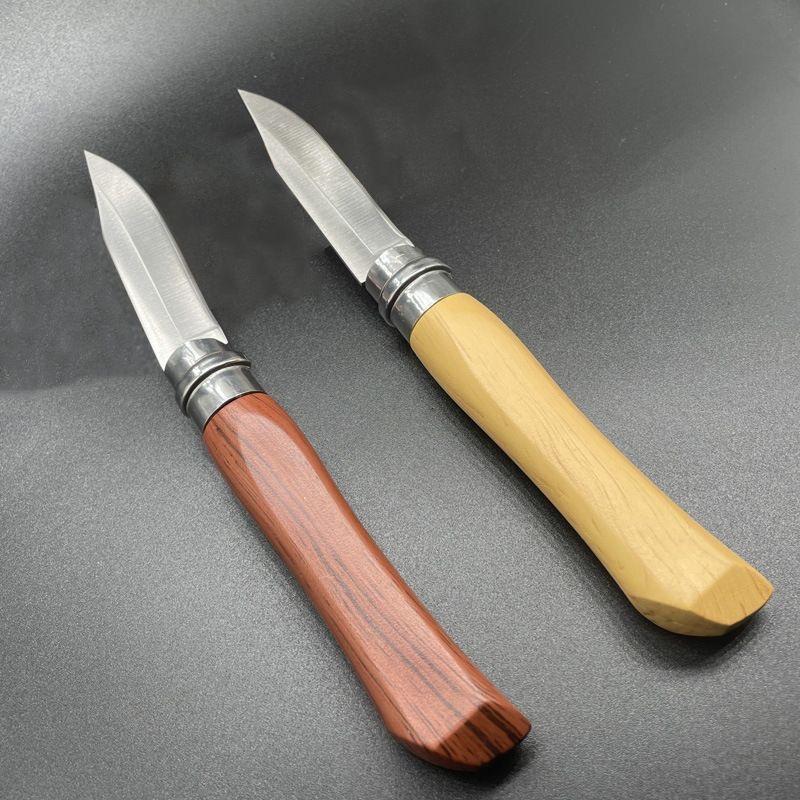 Fruit Folding Knife Wooden Handle Fruit Peeling Knife Meat Cleaver Chef Knife  Stainless Steel Pocket Knife Kitchen Accessories