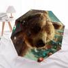 Bear pattern, automatic folding umbrella, portable and foldable design, 8 ribs, a Christmas or birthday gift.