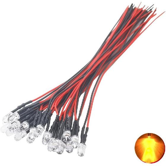 20pcs 12 Volt 5mm Blue Blinking LED Lights Emitting Diodes Pre Wired 7.9 inch DC 12v LED Light Clear Lens Small LED Lamps DIY Lighting Projects