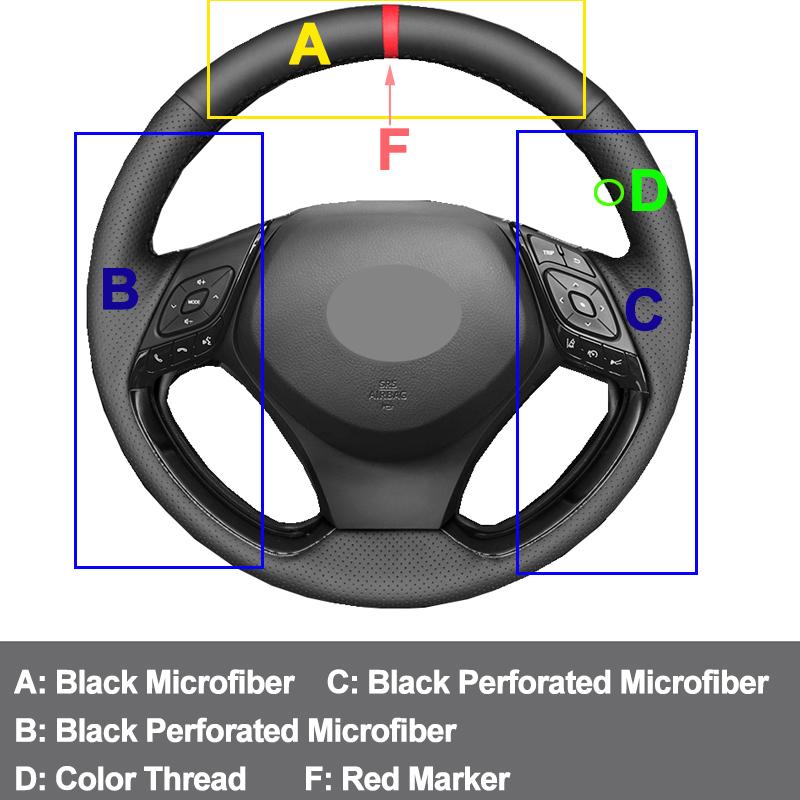 Hand Sewing Car Steering Wheel Wrap Braid on the Steering wheel For Toyota C-HR CHR 2016 2017 2018 2019 2020 Auto Accessories