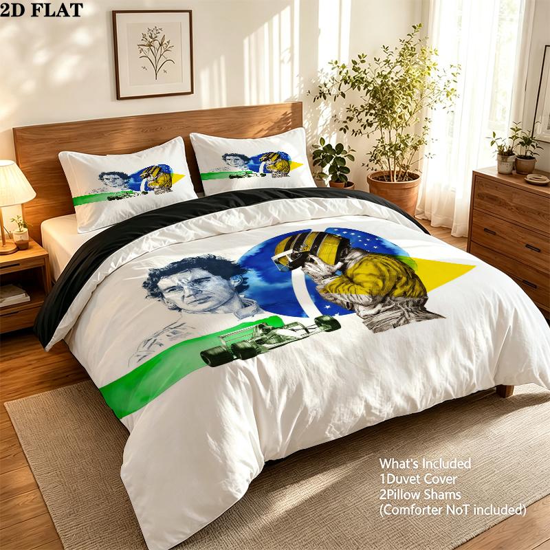 Ayrton Senna Bedding Quilt Set Quilt Cover Pillowcase Home Decoration Birthday Gift (1 * duvet cover + 2 * pillowcase, without core)