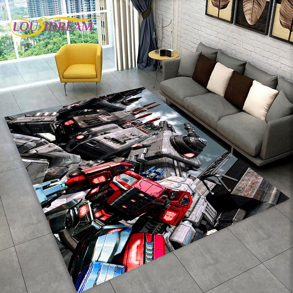 3D Transformers Cartoon Autobots Teppich für Zuhause Wohnzimmer Schlafzimmer Sofa Fußmatte Dekoration, Kinderzimmer Teppich Rutschfeste Bodenmatte Geschenk