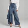 Women's Solid-Color Long-Hem Casual Denim-Style Button-Front Skinny Pants for Spring