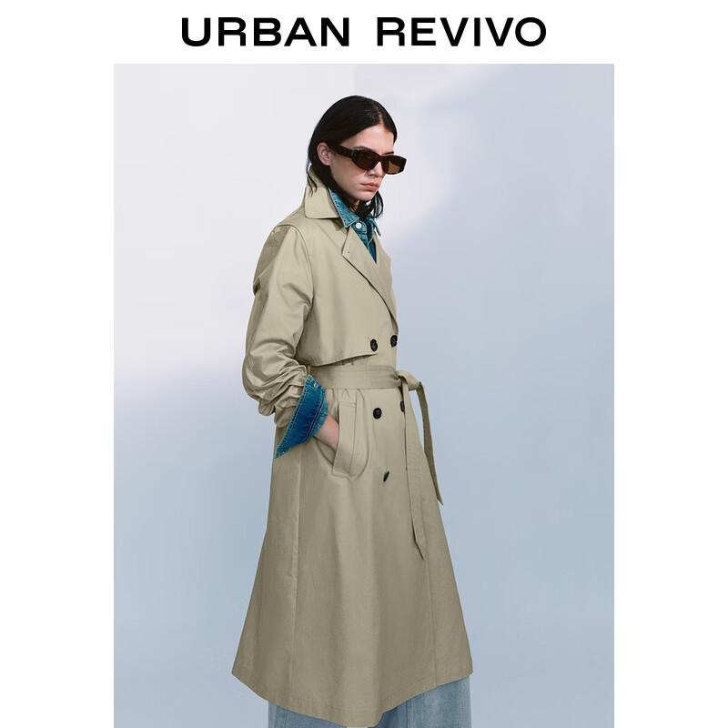 UR 2025 Fall Elegant Double-Breasted Belted Trench Coat