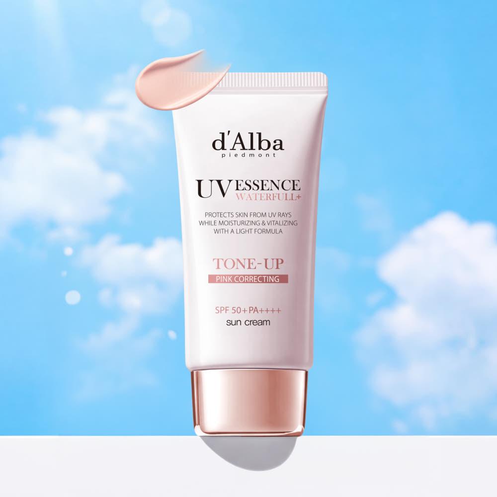d'Alba Waterfull Tone-Up Sun Cream Pink Brightening Glow 50ml Vegan Sunscreen Daily Sunblock