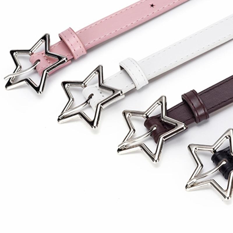 Temperament Women Jeans Waist Belts with Alloy Star Buckle Ladies Waistband