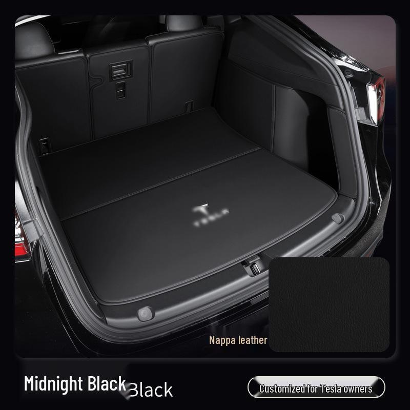 Tesla Model Y/3 Front & Rear Trunk Mats - Leather Style, Full Coverage, Refresh Version