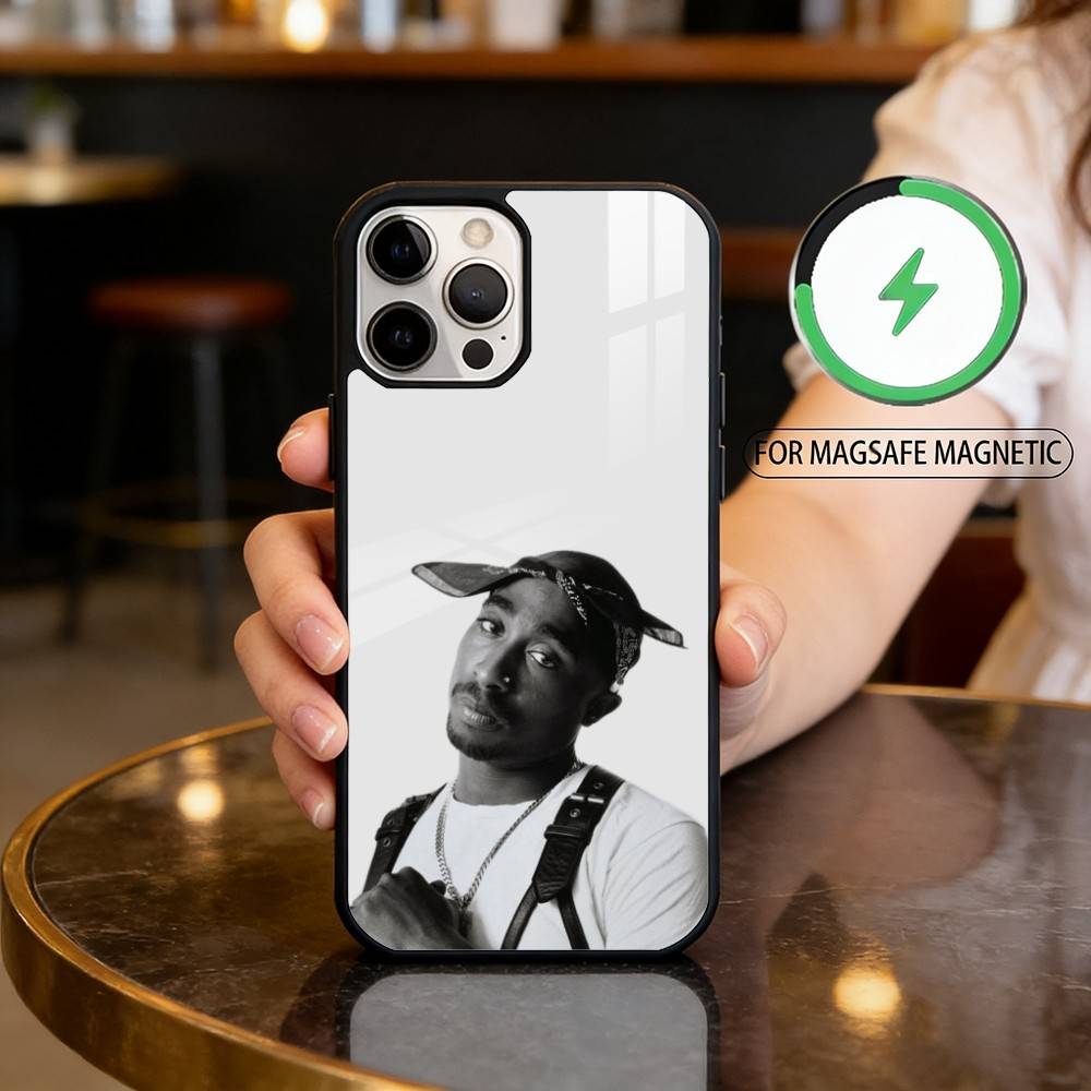 Rapper 2Pac Singer Phone Case For iPhone17,16,15,14,13,12,11 Plus,Pro Max Magnetic For Magsafe Wireless Charging