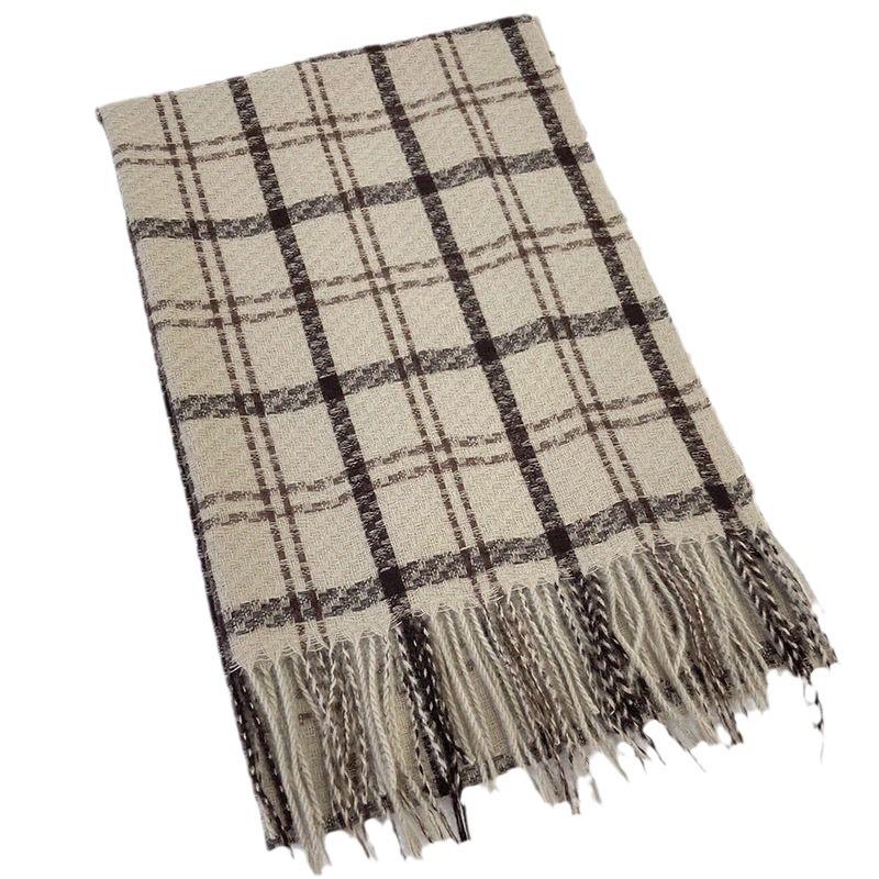 New Imitation Cashmere Plaid Warm Scarf for Women Winter Korean Version Versatile Student Couple Girl Scarf Men's Trendy