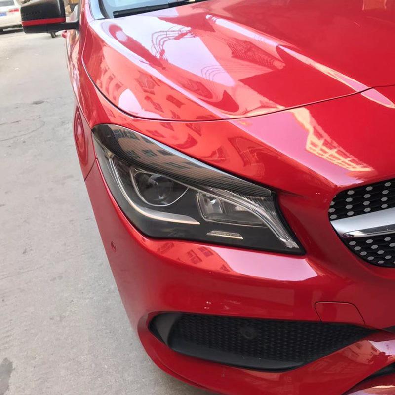 Mercedes CLA W117 Carbon Fiber Headlight Eyebrow Stickers - Modified Car Eyelid Kit