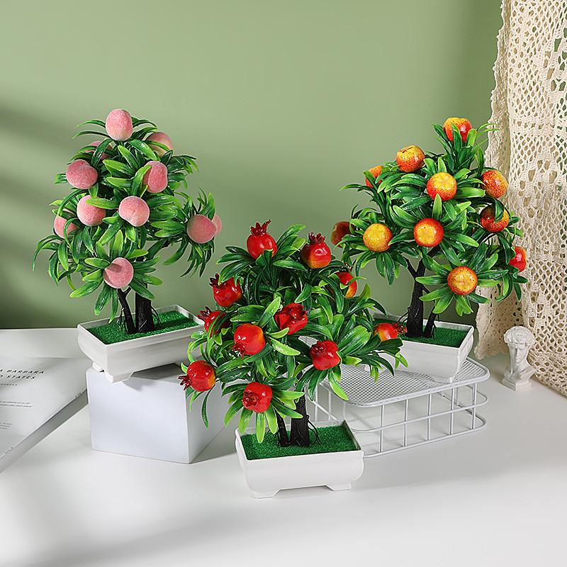 Peach Simulated Lemon Orange Pomegranate Tree Artificial Potted Plant