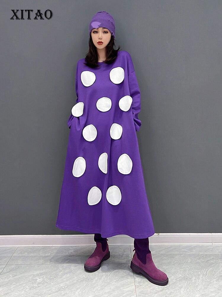 

XITAO повседневное женское платье с контрастным цветным принтом в горошек WLD8780