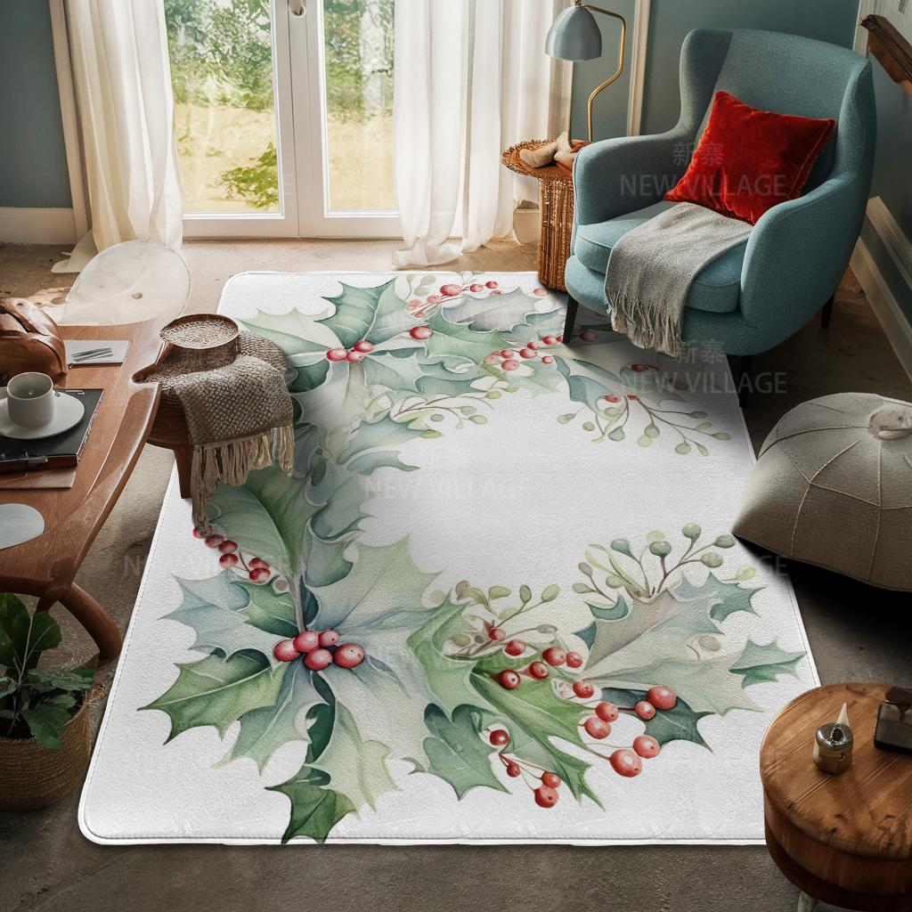 House Entrance Carpet Home Door Mat Living Room Bath Foot Bathroom Non-slip Water Absorption Rugs Bath Merry Christmas Winter
