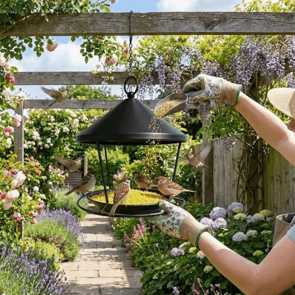 Spacious Holder Hanging Bird Feeder Rustproof Bird Food Container  Outdoor Garden