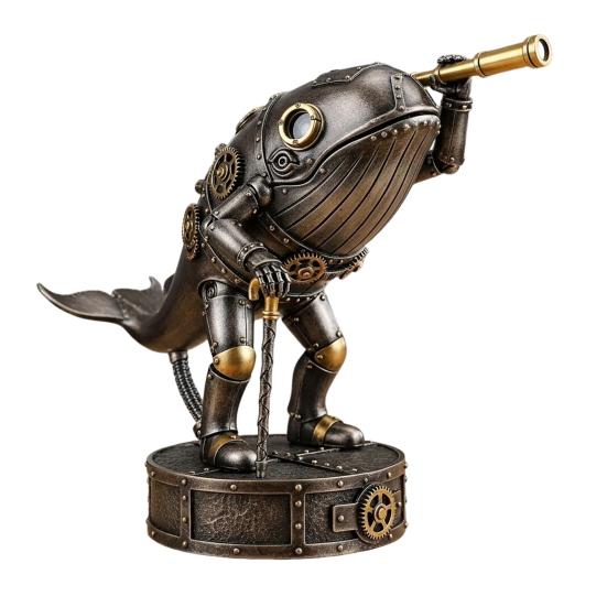 Steampunk Animal Explorer Statue Vintage Animal Desk Figurine Animal Sculpture with Gear