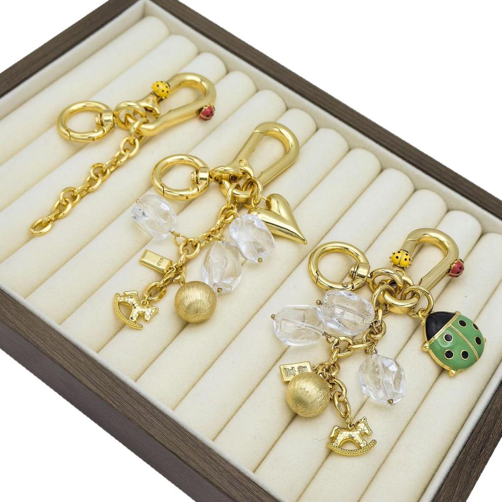 Gold-Plated Ladybug Charm Keychain - Creative, Rich Design with Pendant Ball