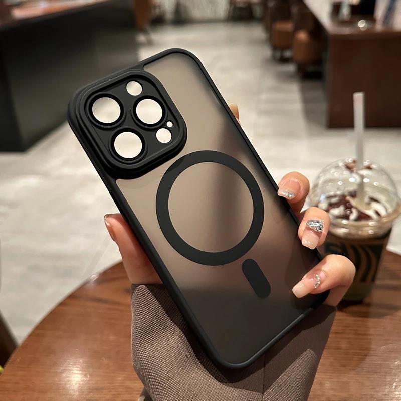 Magsafe Matte Bumper Shockproof Luxury Case For iPhone 15 14 Plus 11 12 13 Pro Max Clear For Wireless Charging Magnetic Cover