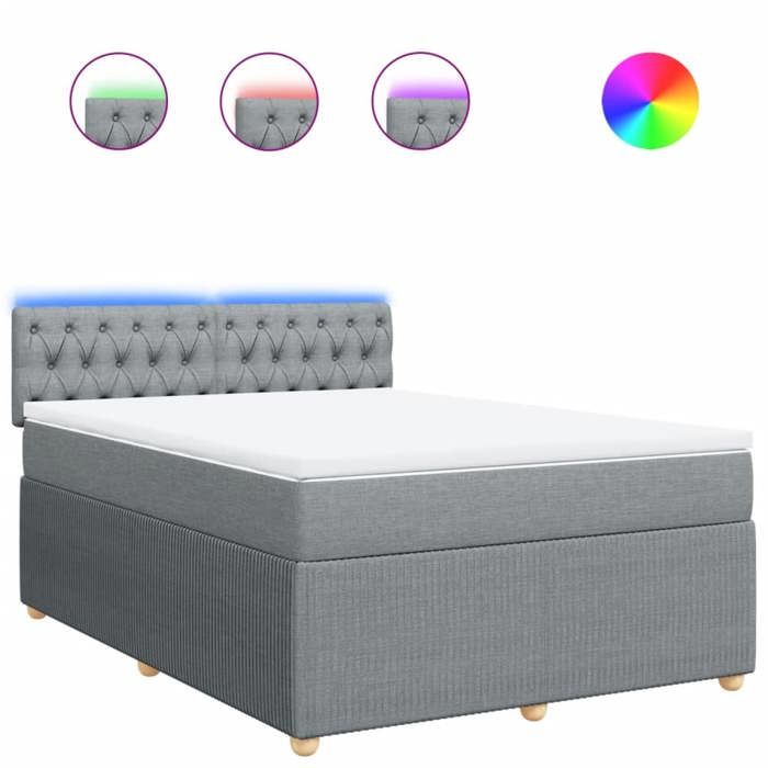 VidaXL Slat Bed Base with Mattress Light Grey 140x200cm Fabric 3289786