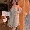 Vintage French Retro Slip Dress With Knit Fabric For Summer Casual Wear