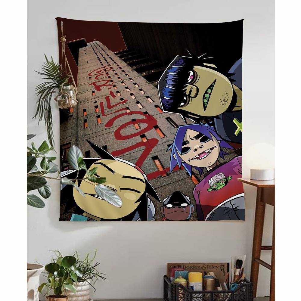 Virtual Anime Rock Band Gorillaz Colorful Tapestry Wall Hanging Hanging Tarot Hippie Wall Rugs Dorm Wall Art Decor