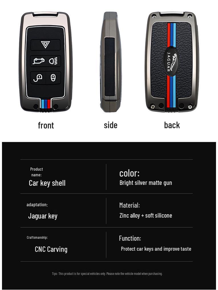 Jaguar Key Case for XFL, New E-Pace, XF, F-Type, XE, XJL, XEL – Metal Shell & Buckle.