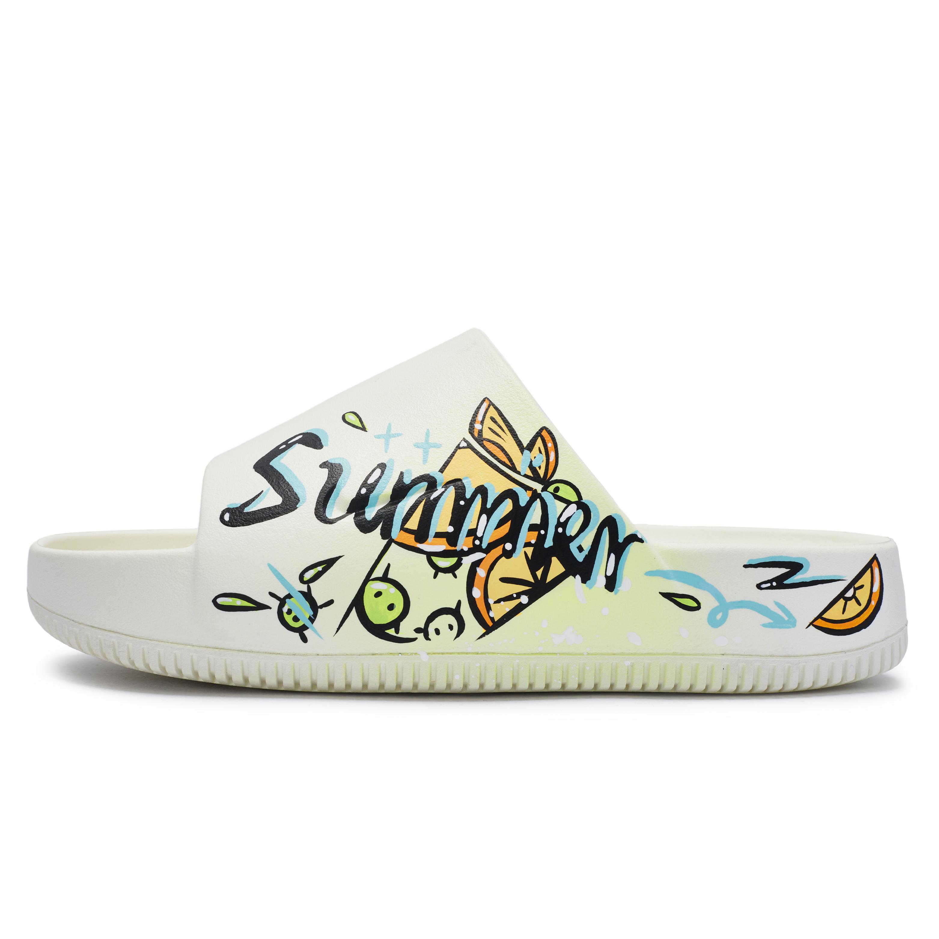 Nike Calm Slide Abrasion Resistant Slide Slippers Men s White Orange Green Black FD4116-100(Team80-) 38.5