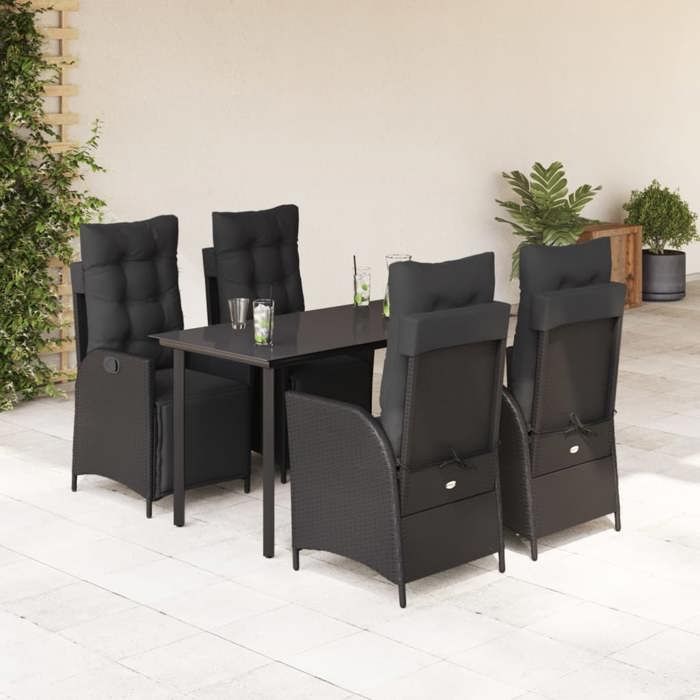 VidaXL Ensemble à Manger de Jardin avec Coussins 5 pcs, Table et Chaises avec Dossier Réglable, Meubles d'Extérieur, 3213401