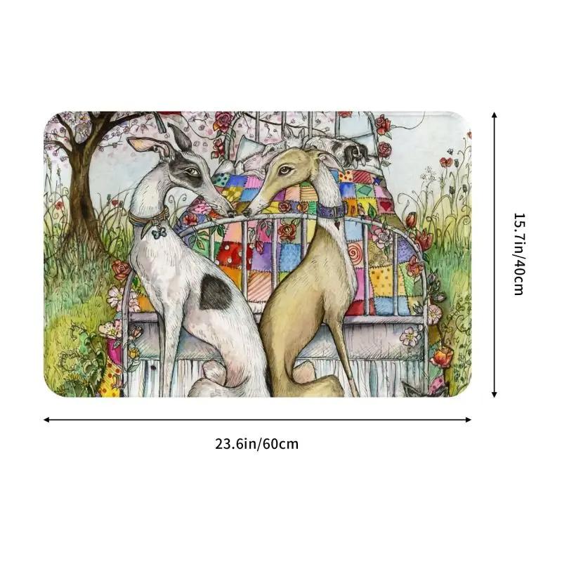 Personalized Vintage Whippet Greyhound Dog Doormat Mat Anti-Slip Hound Bath Kitchen Balcony Rug Carpet 40*60cm