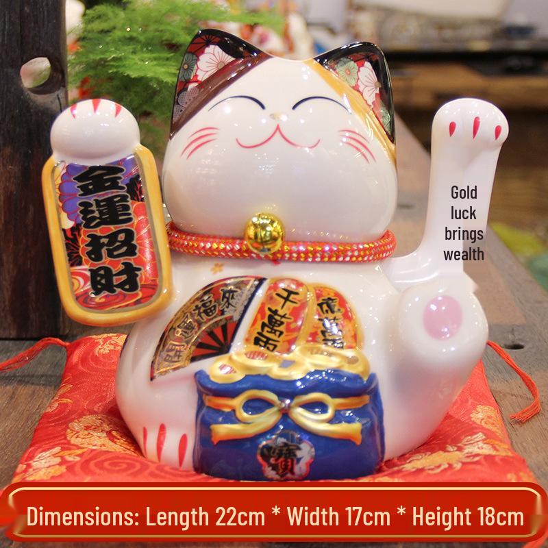 Fu Yuan Mao Electric Ceramic Lucky Cat Ornament