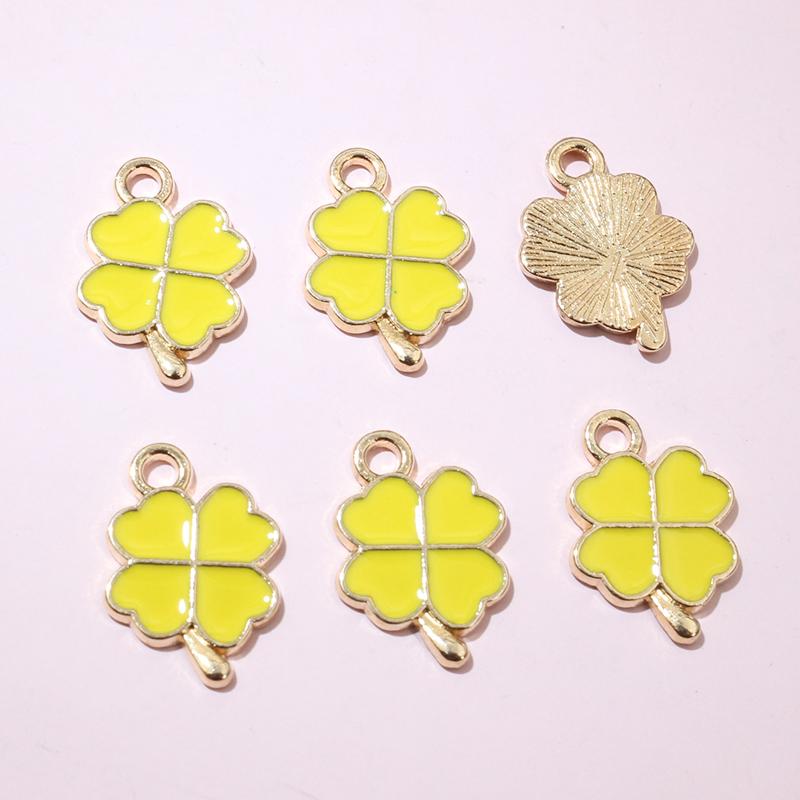

20pcs 18x12mm Enamel Clover Charms Pendant Alloy Metal DIY Jewelry Making Accessories Findingsn for Bracelet Earrings Necklace