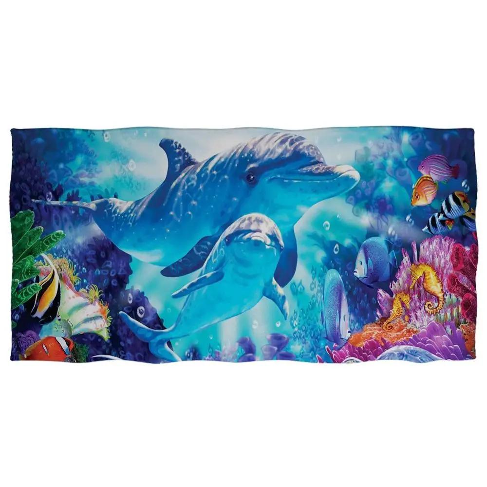 Ocean Animals Cotton Bath Towels 3D Dolphin Shark Turtle Whale Beach Towel Microfiber Home Textile Face Hair Hand Towel