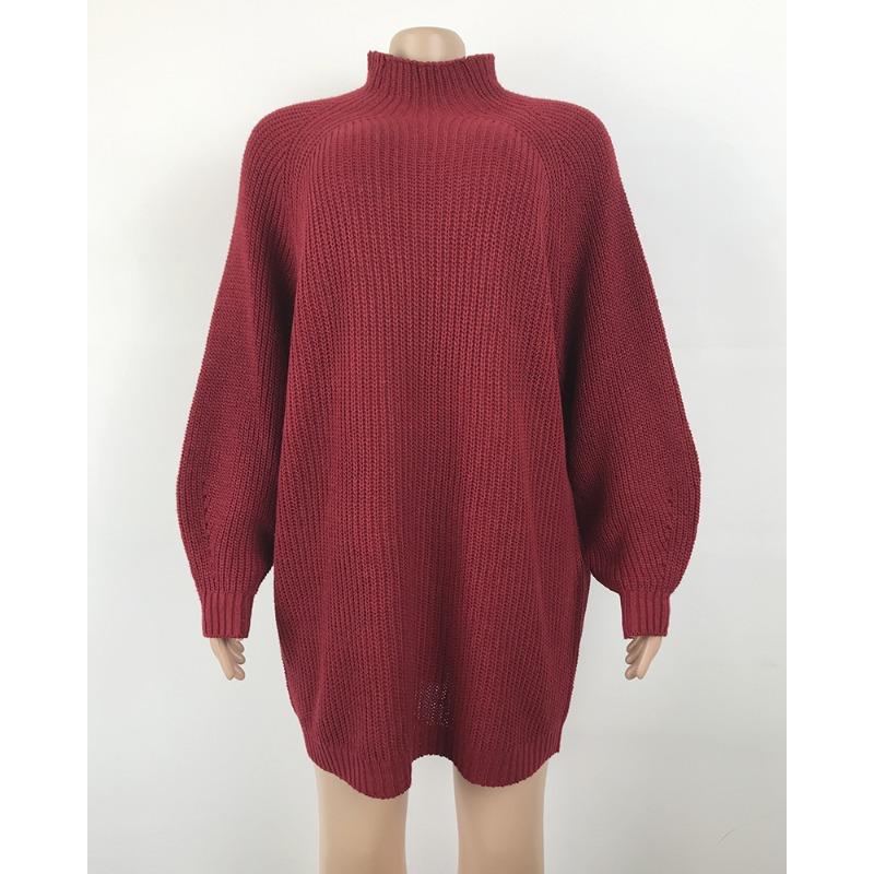 Herbst- und Winter-Neuheiten mittellange Raglanärmel Damenstrickwaren, Langarm-Pulloverkleid mit halbem Rollkragen, um warm und elegant zu bleiben YL1307