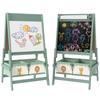 Art Easel for Kids, Double-Sided Whiteboard/Blackboard with Paper Roll, Two Storage Boxes, for Ages 3-8 Years, Green