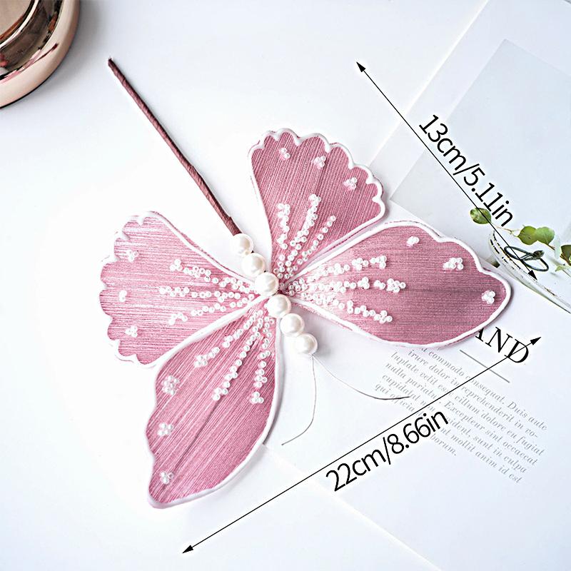 

1 шт. Рождественское украшение Рождественский декор Имитация бабочек Новогодние бабочки из имитации жемчуга Рождественские 6 цветов розовый