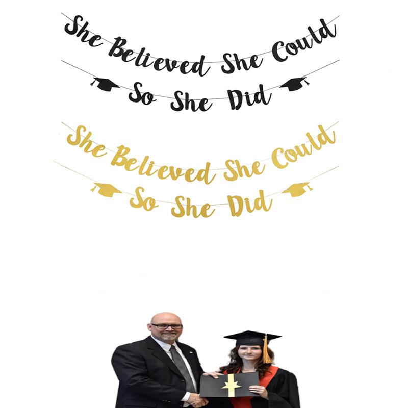 2026 Graduation Banner - 'She Believed She Could, So She Did'