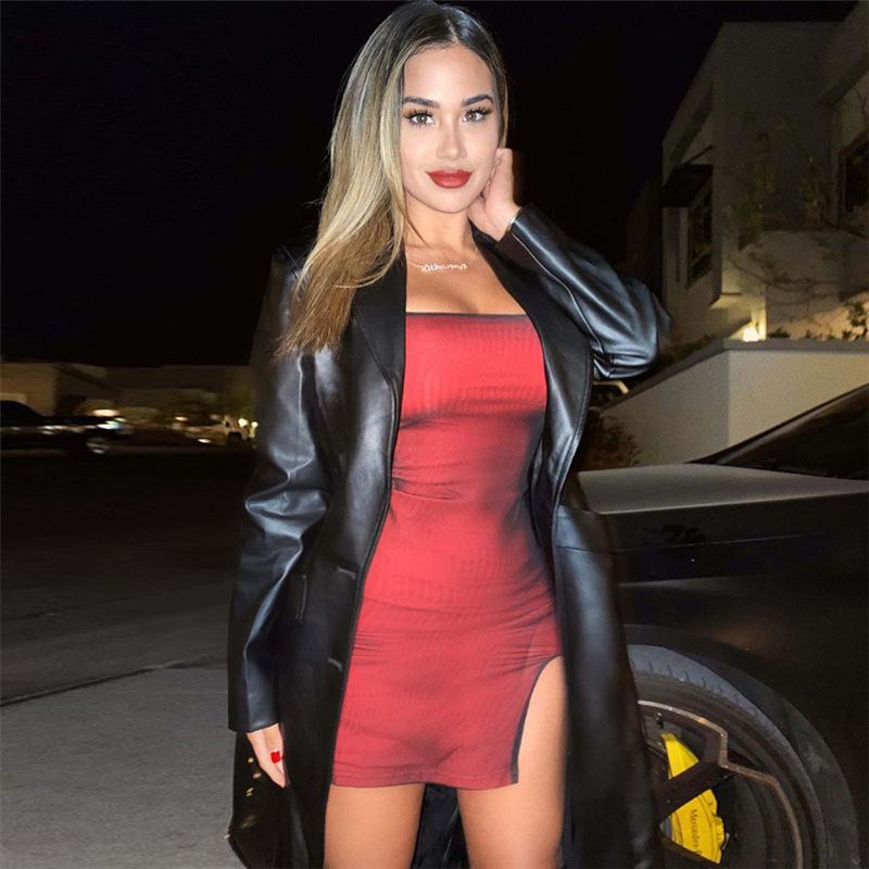 Summer Short Women Slash Neck Split Hip Spaghetti Strap Ladies Party Mini Bodycon Dress