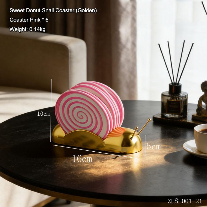 

Cute Donut Snail Coaster Rack Ornament Home Living Room Tea Table Dining Room Desktop Insulation Mat Decoration Gift for Friends