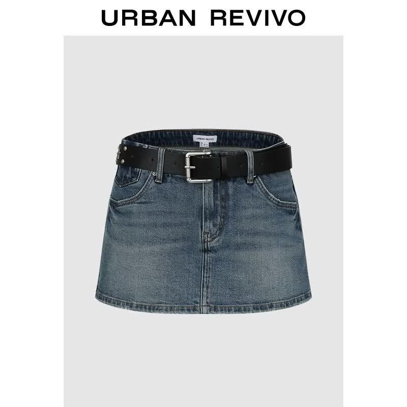 UR Women s Washed Denim Skort with Rivet Belt 28