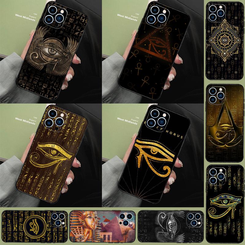 Sacred Eye of Horus Egypt Fresco Funda Case For iPhone 14 15 16 Pro Max 11 12 13 Pro Max Mini XR 16 15 Plus 16e Phone Cover