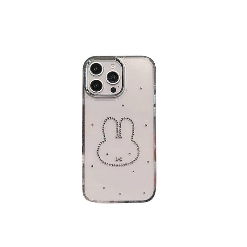 Transparent Mobile Phone Case For Iphone16Promax Rhinestone Rabbit Apple 15 Light Luxury Women'S 17 Case