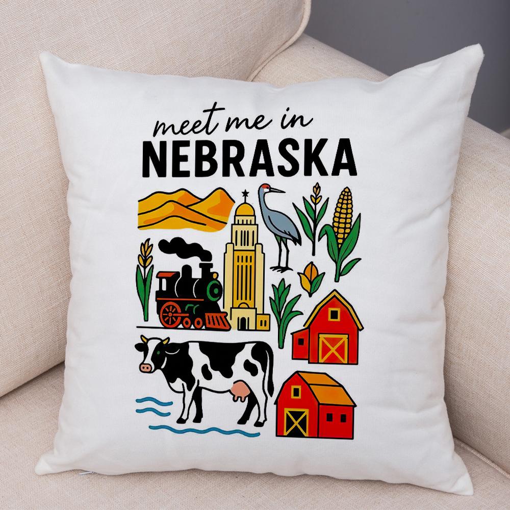 North Carolina Design Pillowcase Double Print Oklahoma Theme Cushion Cover Soft Plush North Dakota Style Pillowcase for Sofa