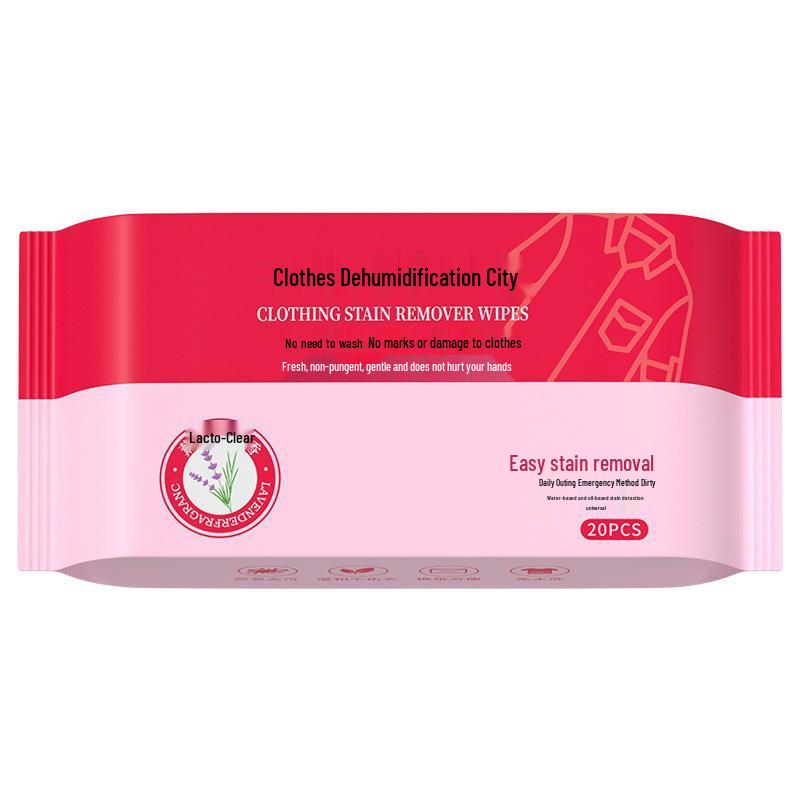 Clothing Stain Remover Wipes: Hand-Free, Emergency Stain Removal, 20 Individually Wrapped Pieces for On-the-Go Use.