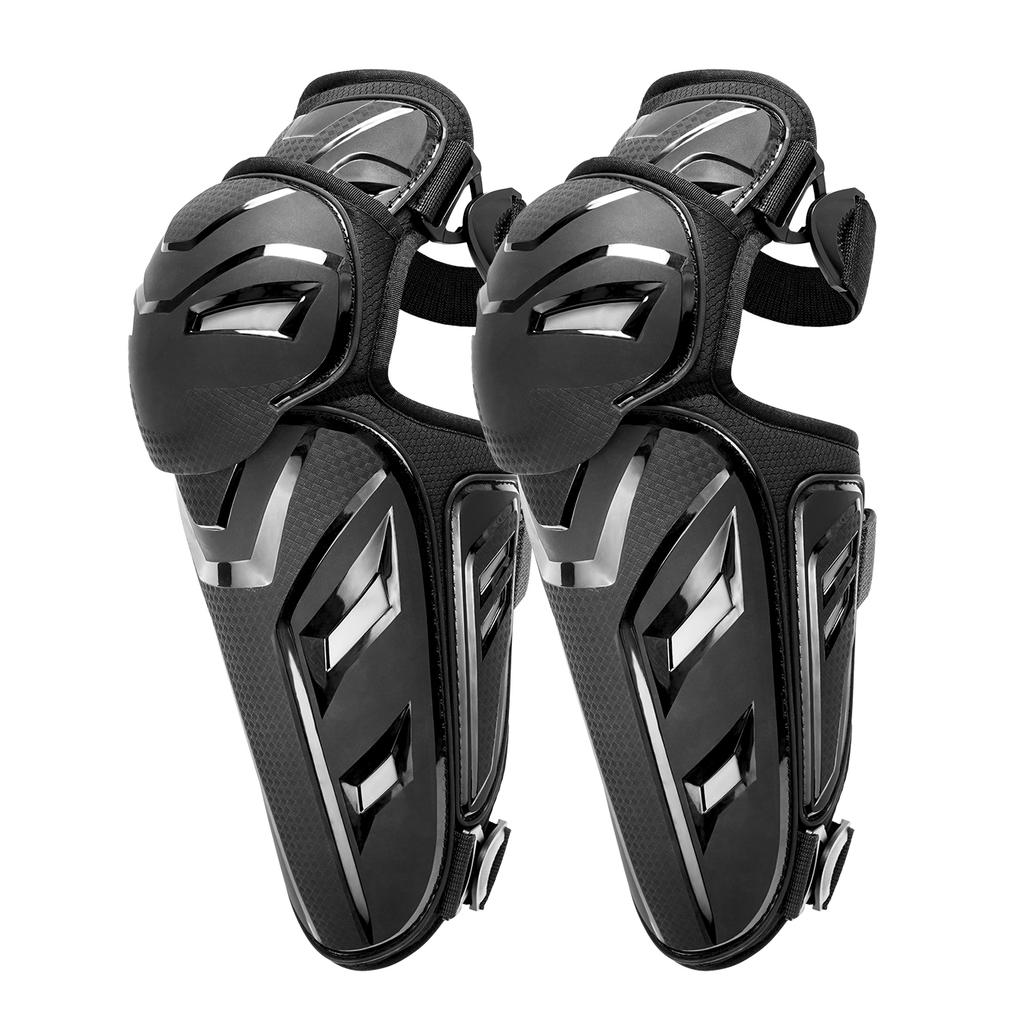 Motorcycle Knee Elbow Set 4-Piece Set - Heavy Duty Impact Protection Adjustable Straps CE Certified Universal Fit for Riders