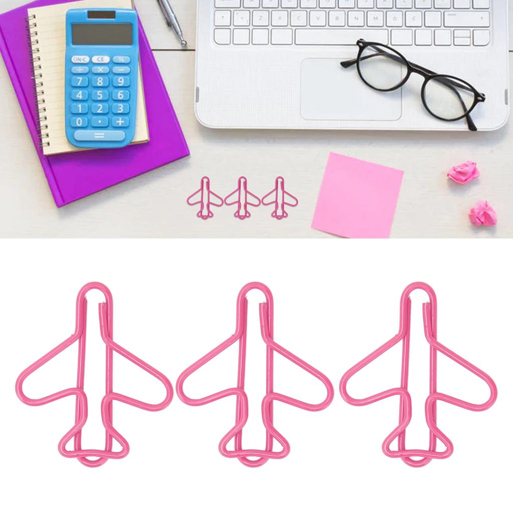 100pcs Airplane Shaped Paper Clips Rust Prevention Plating Process Cute Paper Clip for Scrapbooking Card Making