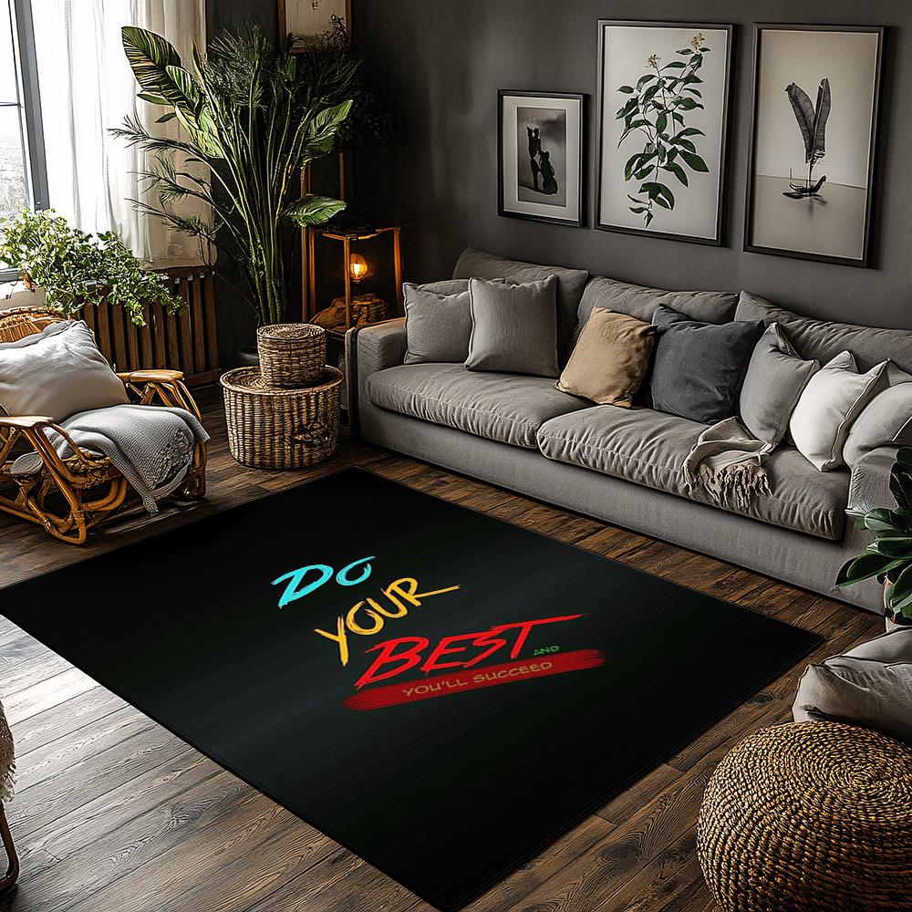 

DO YOUR BEST Motivational Rug, Black Colorful Letter Carpet for Living Room, Soft Non-Slip Sofa Mat with Bohemian Decor 50x80cm